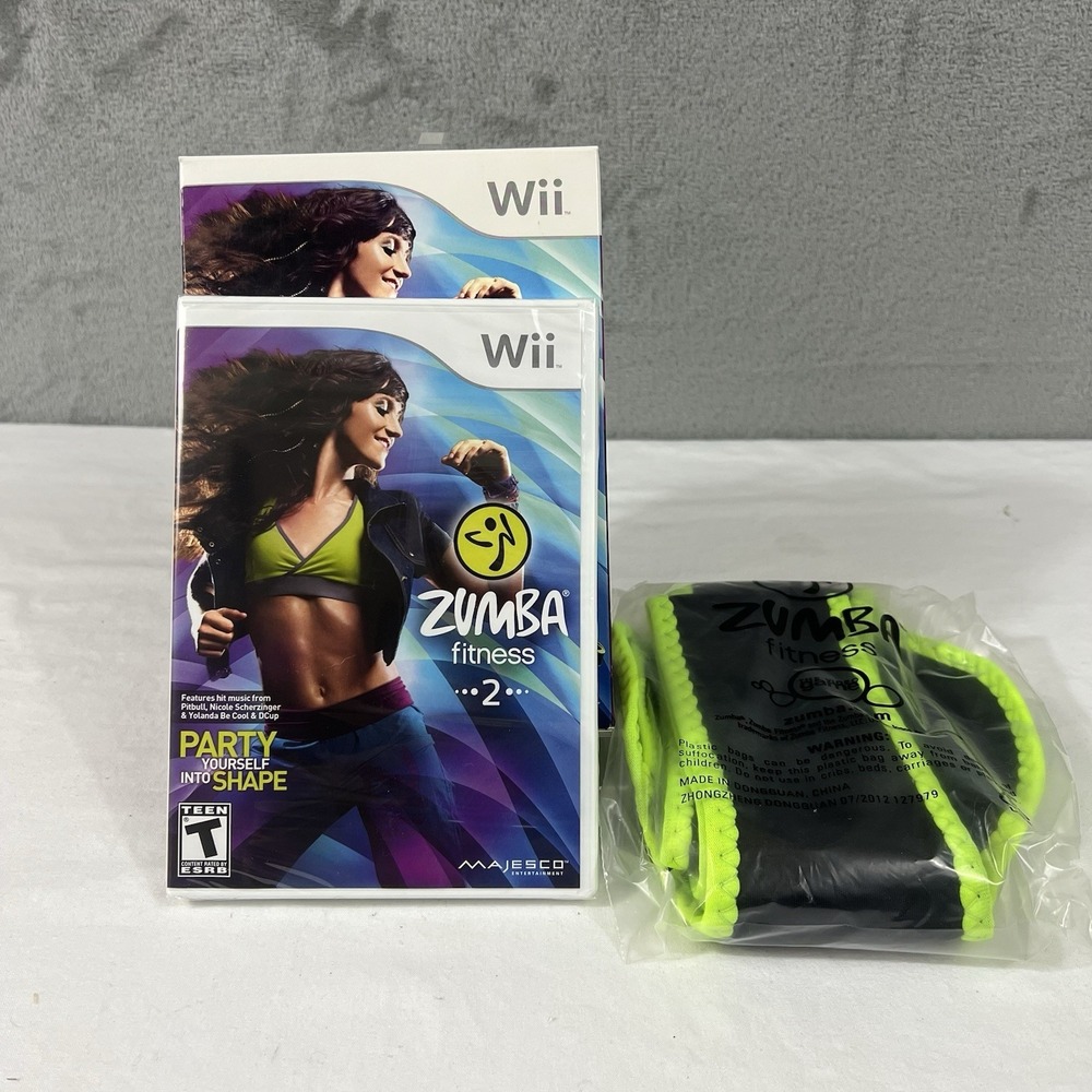 Zumba Fitness 2 Nintendo Wii NEW SEALED Game & Belt Bundle Majesco COMPLETE BOX